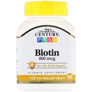 Біотин 21st Century Biotin, High Potency 800 mcg 110 Tabs