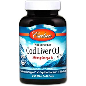 Риб'ячий жир Carlson Labs Cod Liver Oil 250 капсул (10279)