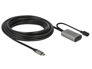 Кабель пристроїв-подовжувач Delock USB Type-C M/F (Active) 5.0m (USB3.1) AWG22+28 D=4.6mm чорний (70.08.5392)