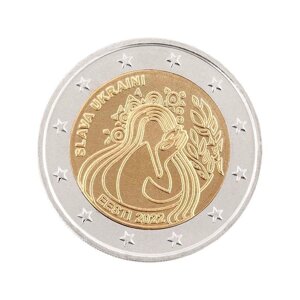 Монета Mine Естонія 2 євро 2022 року Слава Україні 25 мм Золотистий (hub_nml523) в Дніпропетровській області от компании интернет-магазин "БЫТПРОМТОРГ"