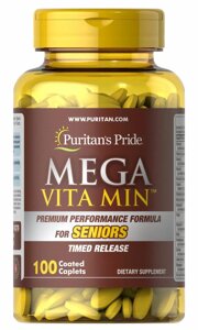 Вітамінно-мінеральний комплекс Puritan's Pride Mega Vita Min Multivitamin for Seniors Timed Release 100 Caplets