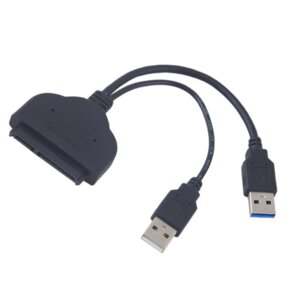 Кабель Lucom USB3.0 A-SATA 22p адаптер HDD 2xYpower 0.15m 5Gbps Чорний (62.09.8310)