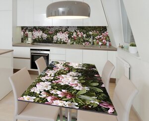 Наліпка 3Д вінілова на стіл Zatarga «велика Кількість орхідей» 600х1200 мм для будинків, квартир, столів,