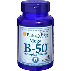 У комплекс Puritan's Pride Vitamin B-50 Complex 250 Caplets