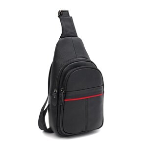 Чоловічий рюкзак шкіряний через плече Keizer K11022bl-black