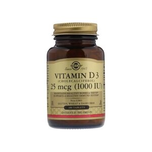 Вітамін D Solgar Vitamin D3 (Cholecalciferol) 1000 IU 180 Tabs