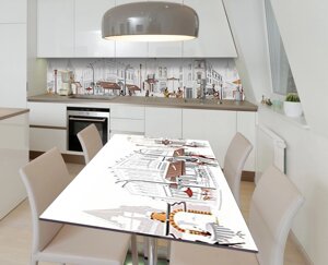 Наліпка 3Д вінілова на стіл Zatarga «Празький ланч» 600х1200 мм для будинків, квартир, столів, кофеєнь, кафе