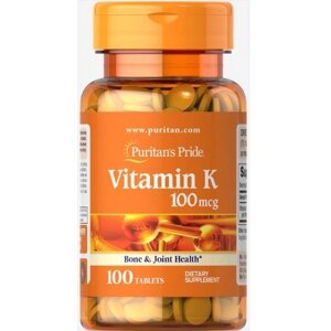 Вітамін K Puritan's Pride Vitamin K 100 mcg 100 Tabs в Дніпропетровській області от компании интернет-магазин "БЫТПРОМТОРГ"