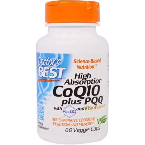 Коензим Doctor's Best, CoQ10 плюс PQQ, High Absorption CoQ10, 60 капсул (19846)