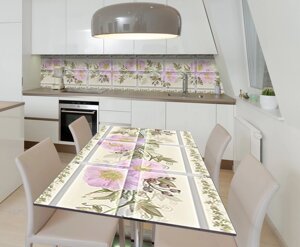 Наклейка 3Д вінілова на стіл Zatarga «Велика Плитка Мальви» 600х1200 мм для будинків, квартир, столів,