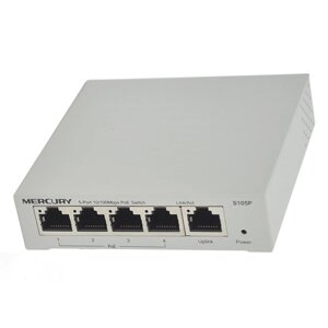 PoE комутатор Mercury S105P (4xPOE, 1xLAN)