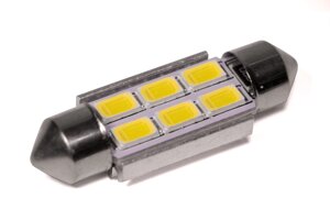 Світлодіодна лампа StarLight T11 6 діодів 5630 1W 12V WHITE / 36mm / мультиполярна