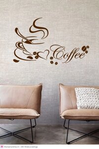 Наліпка на стіну, вікна та вітрини вінілова "Чашка кави 2" для кухні, вітальні, студії, кав'ярні, кафе, барів