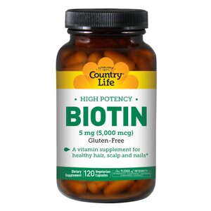 Концентрований Біотин В7 Country Life 5 мг High Potency Biotin 120 желатинових капсул (CLF6506) в Дніпропетровській області от компании интернет-магазин "БЫТПРОМТОРГ"