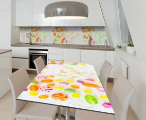 Наклейка 3Д вінілова на стіл Zatarga « Райдужні льодяники » 600х1200 мм для будинків, квартир, столів, кав'ярень, кафе