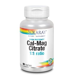 Кальцій та Магній, Cal-Mag Citrate, High Potency, Solaray, 90 Капсул в Дніпропетровській області от компании интернет-магазин "БЫТПРОМТОРГ"