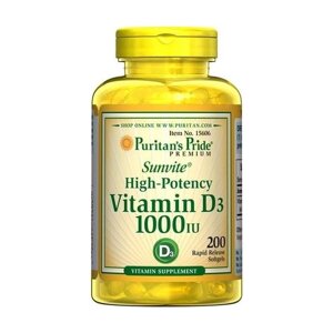 Вітамін D Puritan's Pride Vitamin D3 1000 IU 200 Softgels