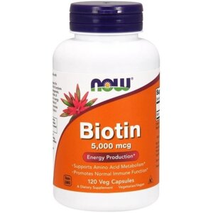 Біотин NOW Foods Biotin 5000 mcg 120 Veg Caps