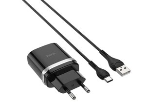 Зарядний пристрій з швидкою зарядкою + кабель USB Type-C Hoco C12Q (1USB 3A QC3.0) на 18W чорний в Дніпропетровській області от компании интернет-магазин "БЫТПРОМТОРГ"