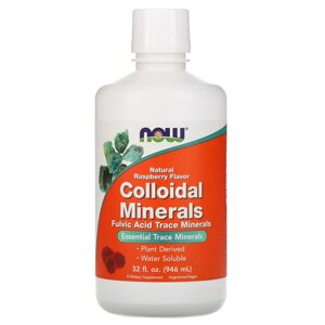 Колоїдні Мінерали з натуральним смаком малини, Colloidal Minerals, Now Foods, 946 мл