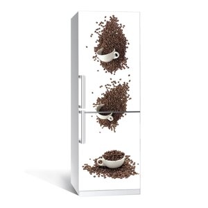 Наліпка на холодильник Zatarga Кавові чашки 650х2000 мм вінілова 3Д Наліпка декор на кухню самоклеюча