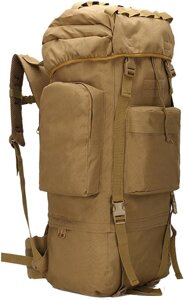 Великий тактичний армійський рюкзак з дощовиком 65L Combat Койот