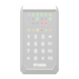 Сенсорна клавіатура Tiras Technologies K-PAD16+ (white) для управління охоронною системою Orion NOVA II