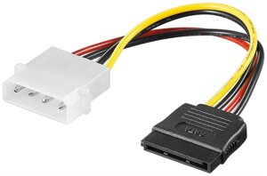 Кабель живлення внутрішній Goobay MoleX-SATA 15p M/F 0.15m прямий 4pin (75.05.0674)