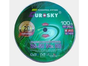 Кабель коаксіальний 100м RG-6 64% white ТМ EUROSKY в Дніпропетровській області от компании интернет-магазин "БЫТПРОМТОРГ"