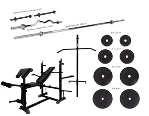 Універсальна лава для жиму WCG 0090 + Тяга + Бруси + Приставка скотта. Набір HARD штанга 148 кг в Дніпропетровській області от компании интернет-магазин "БЫТПРОМТОРГ"