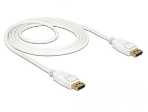 Кабель монітора-сигнальний Delock DisplayPort M/M 1.5m v1.2 4K@60Hz 19pin D=7.3mm Cu білий (70.08.5509)