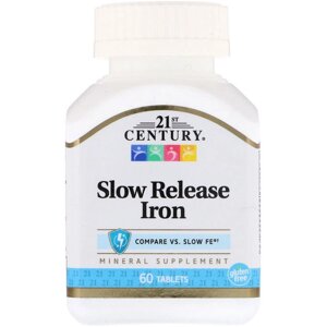 Мікроелемент Залізо 21st Century Slow Release Iron 45 mg 60 Tabs