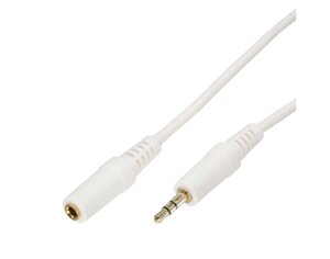 Кабель аудіо-подовжувач Lucom Jack 3.5mm 3pin M/F 1.0m Stereo AUX D=4.0mm Gold білий (25.02.5159)