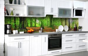 Скиналі на кухню Zatarga «Соковита зелень лісів» 600х2000 мм вінілова 3Д Наліпка кухонний фартух самоклеюча