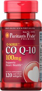 Коензим Puritan's Pride, Q-10, Q-SORB Co Q-10, 100 мг, 120 капсул (32359)