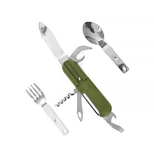 Туристичний похідний мультитул Lesko 7 в 1 ніж, вилка, ложка, відкривалка, штопор, викрутка (5180-17018)