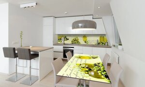 Наліпка 3Д вінілова на стіл Zatarga «Оливки, Оливкова олія Греція» 600х1200 мм для будинків, квартир, столів,