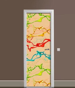 Наліпка на дверь Zatarga «Бризки фарб» 650х2000 мм виниловая 3Д Наліпка декор самоклеящаяся