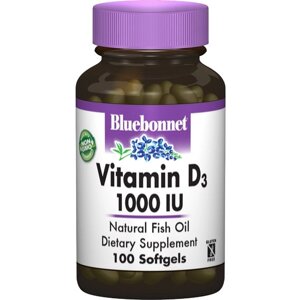 Вітамін D Bluebonnet Nutrition Vitamin D3 1000IU 100 Softgels BLB0308