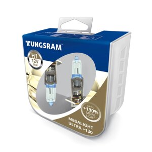 Автолампа галоген Tungsram H1 55W 12V (2 шт. / Пластікбокс ) Megalight Ultra +130%