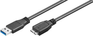 Кабель пристроїв Goobay USB3.0 A-microB M/M 3.0m 2xShielded D=5.0mm Certified Cu чорний (75.04.5027)