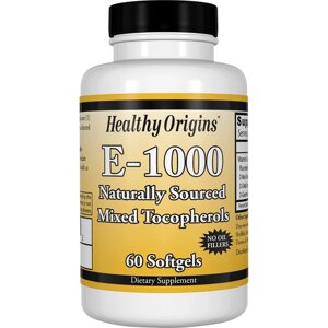 Вітамін Е Healthy Origins 1000IU 60 желатинових капсул (HO15149)