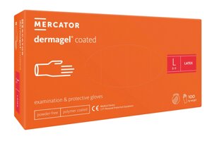 Рукавички латексні Mercator Medical Dermagel Coated L Білі 100 шт (00-00000138)