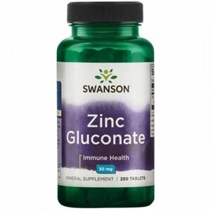 Мікроелемент Цинк Swanson Zinc Gluconate 30 mg 250 Tabs