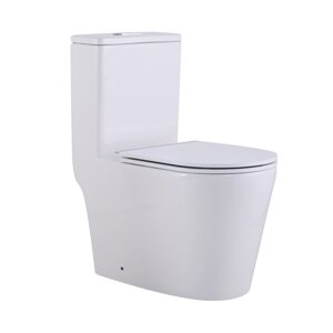 Унітаз-моноблок підлоговий Qtap Swan Ultra Quiet безобідковий з сидінням Soft-close WHITE QT16226080AW