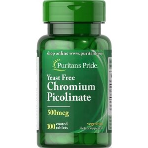 Мікроелемент Хром Puritan's Pride Chromium Picolinate Yeast Free 500 mcg 100 Tabs в Дніпропетровській області от компании интернет-магазин "БЫТПРОМТОРГ"