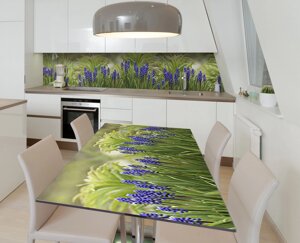 Наклейка 3Д вінілова на стіл Zatarga «Сапфіровий гіацинт» 600х1200 мм для будинків, квартир, столів, кав'ярень,