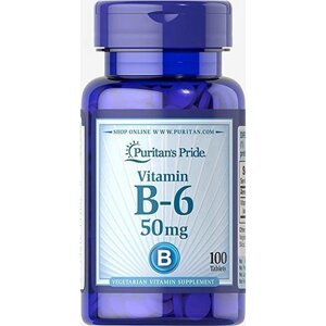 Пірідоксін Puritan's Pride Vitamin B-6 (Pyridoxine Hydrochloride) 50 mg 100 Tabs