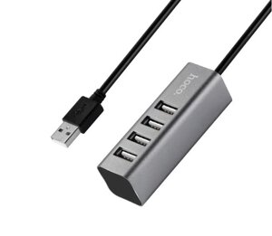 USB hub на 4 USB порти Hoco HB1 сірий