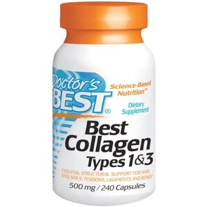 Комплекс для шкіри, волосся, нігтів Doctor's Best Collagen Types 1&3 500 mg 240 Caps